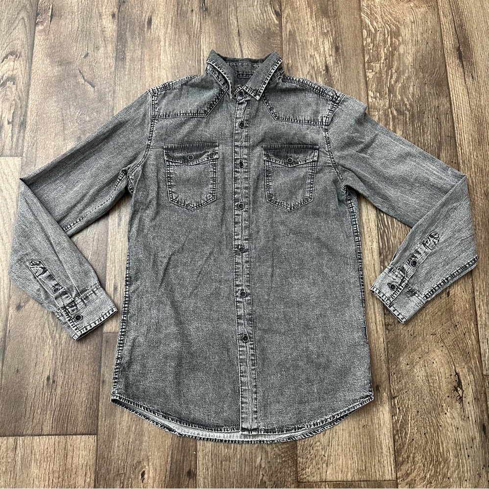 LCW Jeans LC Waikiki Button Down Cotton Shirt Men’s Teen Size XS Black